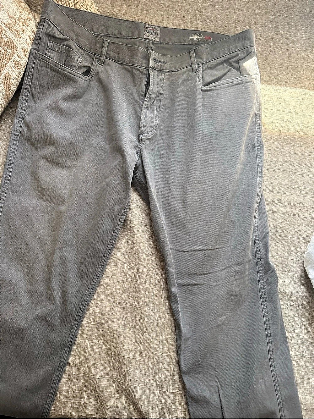 Faherty Men's Gray Organic Cotton Jeans Waist 36